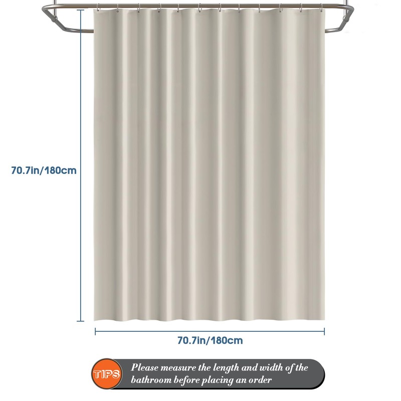 Funria EVA Shower Curtain Waterproof Bathroom Curtains with 12 Hooks