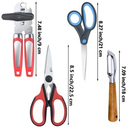 Left Handed Scissors, Kitchen Poultry Shears and Can Opener, Peeler Set, Lefty Tools Utensils for Left Hand People/Adults (4 in 1)
