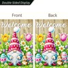 Happy Easter Bunny Gnome Garden Flag 12x18 Double Sided Small
