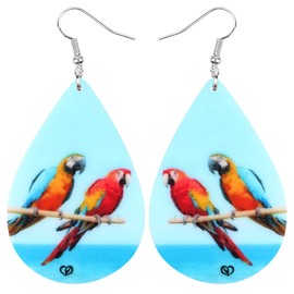 TIZURO Acrylic Cute Teardrop Parrot Earrings Hawaiian Summer Beach Tropical Birds Animals Dangle Jewelry For Women Bird Lovers Gifts (Sky)