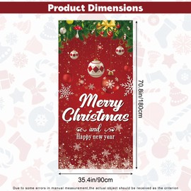 70.8 x 35.4 Inch Christmas Door Cover, Merry Christmas Decorations for Front Door, Polyester Xmas Outdoor Sign for Winter Holiday Front Door Porch Home Wall Party Supplies
