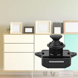 LESOLEIL Push Lock Motorhome Furniture Lock Button Cabinet ABS Lock for Caravan Camping RV Yacht Black Pack of 5