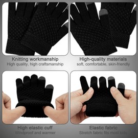 Baynetin Children's Winter Hat Scarf Gloves Girls Set Winter Beanie Hat Scarf Gloves Set Warm Beanie Hat Boys Touchscreen Gloves Round Scarf for Children 2-8 Years, black