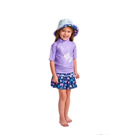 UV SKINZ UPF 50+ Girls 3-Piece Swim Set (2T, Purple Sparkle Fish)