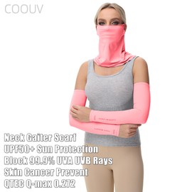COOUV Ultrathin UPF50+ Sun Protection Cooling Fabric Neck Gaiter Scarf Face Cover Mask of Ice Silk Lightweight (Sakura)