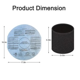 MZY LLC 3 Pack 90585 Foam Filter, 6 Pack 9010700 Dry Disc Filter & 6 Pack Retaining Bands for Shop Vac Wet Dry Vacuums 5 Gallon and Larger