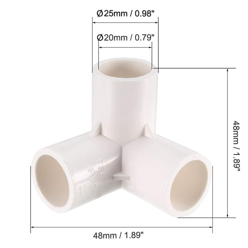 TOP-VIGOR 10Pcs 20mm 3 Way Elbow PVC Pipe Fitting, Tee