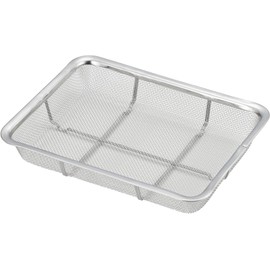 Yoshikawa Shallow Angle Colander Silver 18-Piece 18-8 Stainless Steel Mizulead II YONSANO Japan Made SH8646