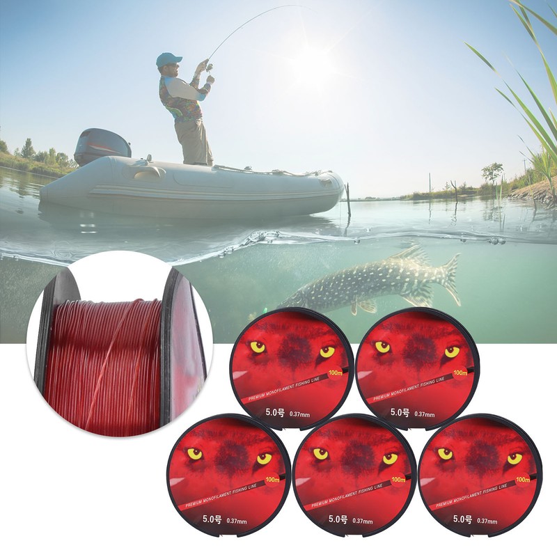 5Pcs 100M Nylon Lure Bait Fishing Line Wearproof Strong Toughness