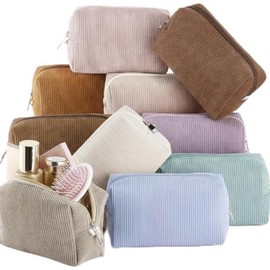 Cosmetic Bag Organizer Travel, Compact Lightweight Accessory for Travel and Daily Use - Paterr 10 Corduroy Makeup Bulk