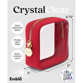 Embla Clear Makeup Bag with Zipper Pouch, Clear Cosmetic Bag Organizer for Traveling, TSA Approved Travel Toiletry Bag, Travel Accessories Essentials Makeup Bag for Women, Cute Makeup Bag for Purse