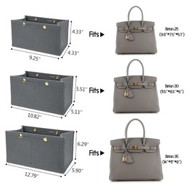 LEXSION Purse Organizer Insert for Handbags, Felt Bag Organizer for Birkin 35, Tote Bag Organizer Insert 8033 Grey Large