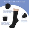 Womens Combed Cotton Color Thin socks - Breathable Soft Crew