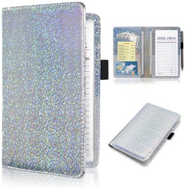 ACdream Server Book (2020 Edition) - Waiter Wallet, Waitress Pads, Restaurant Waitstaff Organizer, Guest Check Holder With Money Pocket - Fits Server Apron, Glitter HeavyRain Silver
