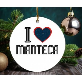 Christmas Ornament Manteca California Ornament Tree Holiday Keepsake Unique Travel Souvenir Gift for Family Friends 3" White