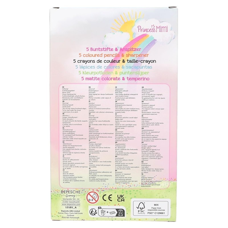 Depesche 12181 Princess Mimi Colouring Pencils, 5 Thick Colouring Pencils