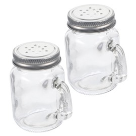 Ipetboom 2Pcs Transparent Kitchen Seasoning Dispensers Mini Glass Spice Holders for Salt Pepper Multi Functional Condiment Containers for Home Cooking Capacity