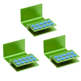 Koultona 3Pcs 10 Holes Dental Burs Holder Block Aluminum Autoclavable Box Dental Burs Storage Case with Sillicon Blue Cover (Green)