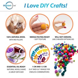 Glaciart One Felt Pom Pom, Felt Balls for Crafts (240 pcs) | 40 Rainbow Colors & 2 Sizes from 0.4 to 0.6 Inch | Perfect for Garlands, DIY Crafts and Decoration