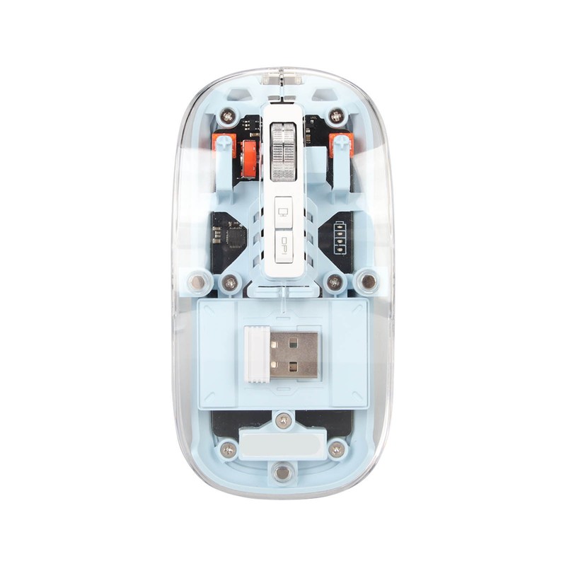 Wireless 2.4G Bluetooth Transparent Mouse 2400 DPI Rechargeable 400mAh RGB