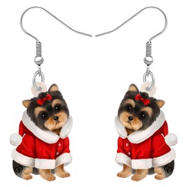 DALANE Acrylic Anime Christmas Yorkshire Terrier Dog Earrings Dangle Drop Puppy Pets Jewelry for Women Girls Kids Dog Lovers Charms Gifts (Brown A)