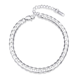 ALEXCRAFT Anklets for Women Silver Stainless Steel Beach Bracelets for Womens Ankle Chains for Women Foot Chain Summer Bracelets 22cm 6mm