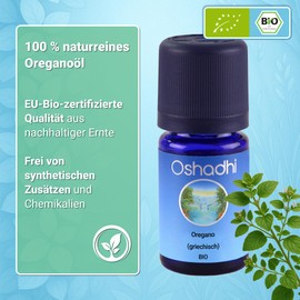 Oshadhi Oregano Oil Greek EU Organic 5 ml 100% Natural Essential Oil Powerful Aroma for Aromatherapy & Kitchen Cruelty Free & Recyclable Packaging