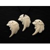 Fly Style Necklace pendant made of bone, shaman with wolf,