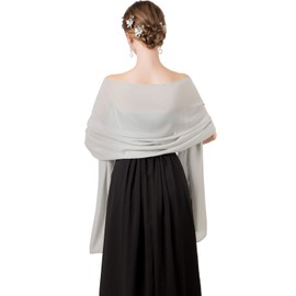 olyrjie - Bufandas de gasa suave para vestidos de noche, boda, chal de novia para mujer, plateado, Talla única