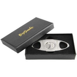 BigSmoke Edelstahl Zigarrenschneider - Silber Cutter mit Doppelklinge zum Abschneiden des Zigarrenendes, geeignet für sämtliche Zigarrengrößen.