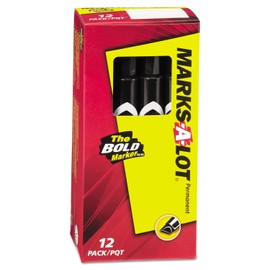 Avery 08888 Large Permanent Ink Markers, Chisel Point, Black Ink