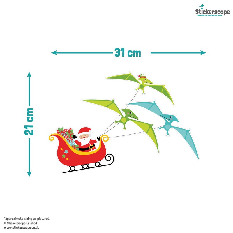 Stickerscape Christmas Santa Window Stickers (Christmas Dinosaur) | Christmas Window