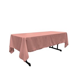 LA Linen Polyester Poplin Washable Rectangular Tablecloth, Stain and Wrinkle Resistant Table Cover 60x126, Fabric Table Cloth For Dinning, Kitchen, Party, Holiday 60 by 126-Inch, Dusty Rose