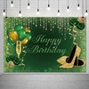 8x6ft Green Happy Birthday Backdrop Golden High Heels Champagne Glasses
