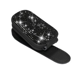 Sunglass Holder for Car,Bling Glasses Holder for Car Sun Visor,Handcrafted Crystal Rhinestones Fashion Car Sunglasses Mount,Ticket Card Clip Eyeglass Mount Auto Interior Accessories for Women (Black)