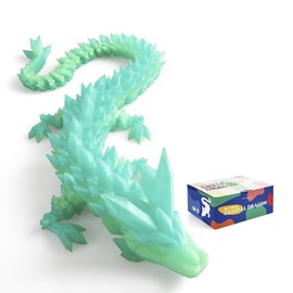 RWSEFK 30 in 3D Printed Dragon, 30inch Dragon，3D Dragon Toy,Large Dragon Present,Ariculated Crystal Dragon (Gradient Blue-Green 30inch)