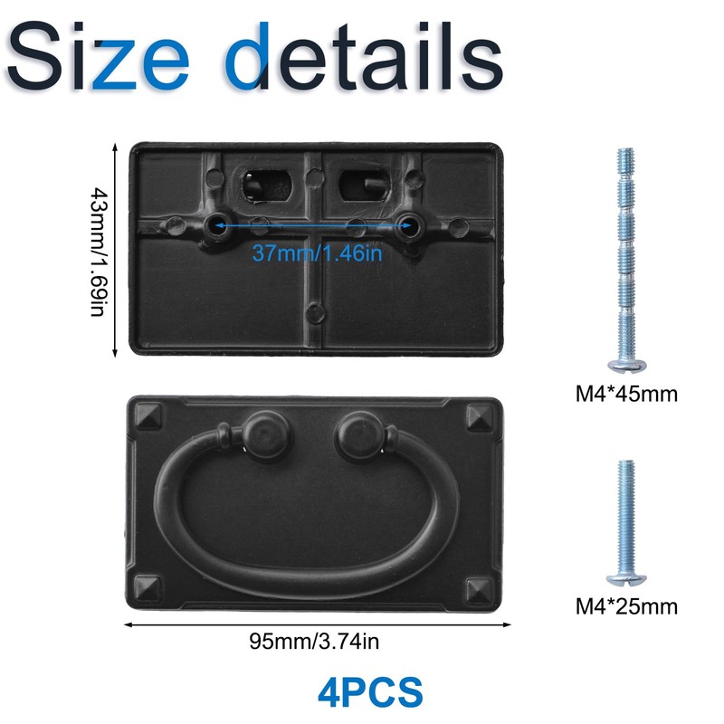 INCREWAY 4Pcs Pull Handle, Furniture Ring Pulls Antique Drawer Pulls,