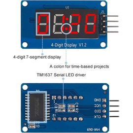 DUBEUYEW Display Module TM1637 0.36 Inch 4 Character 7 Segment 4 Bits Red Digital Tube for Arduino Driver Board (Pack of 4)