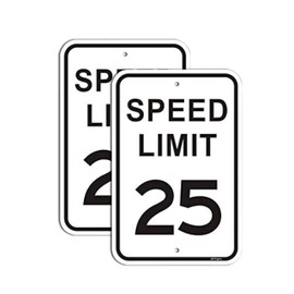 2-Pack Speed Limit 25 MPH Sign Slow Down Traffic Sign 12"x18" Rust Free 40Mil UV Printed Outdoor Metal Reflective Easy to Mount No Fading Outdoor Use for Neighbour Driveway Yard or School