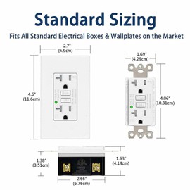 3 PK GFCI Outlet Outdoor, 20 Amp GFI Electrical Outlet with Test/Reset Button, LED Indicator Weather Resistant GFCI Receptacle, Ground Fault Receptacle w/Wall Plate Screws, Thinner Design, UL Listed