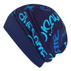 Wollhuhn Eco Lightweight Girls/Boys Beanie Hat Cuffs Elastic Transition Period Summer Children's Hat Cotton (Eco Fabrics, Organic) 20141128, Cool Music Blue