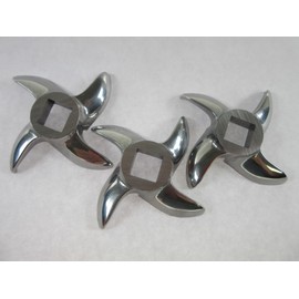 3-PACK Size #8 Stainless Steel meat grinder knife for LEM, Cabelas, Northern Tool, Weston etc