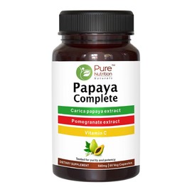 PURENUTRITION ME Pure Nutrition Papaya Complete - 500mg | 60 Veg Cap. Papaya Leaf Extract for Platelets. Carica Papaya Fruit & Leaf Extract. Digestive Enzyme. Non-GMO, Gluten-Free