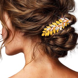 EVILD Leaf Wedding Hair Clips Gold Rhinestone Bridal Headpiece Crystal Prom Hair Accessories for Women