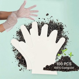 Envfender Compostable Food Gloves 100% Compost Disposable Food Grade for Kitchen Cooking Cleaning ASTM D6400 BPI Certified 100 Couts Large