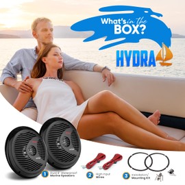 Pyle Marine Speakers, Boat Speakers, Marine Speaker - Dual 180W 4 Ohm, Waterproof, PP Cone, Rubber Surround, 20 Oz Magnet, 1.5" Voice Coil, Includes Speaker Wire & Mounting Hardware