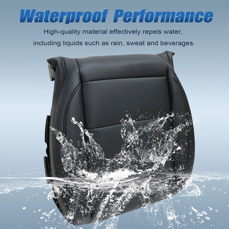 SecosAutoparts Driver Side Bottom Replacement Perforated Leather Seat Cover Black