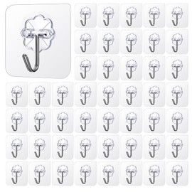 200-Pack Heavy Duty Adhesive Hooks – Transparent, No Drill Wall Hooks for Hanging, 22lb Max, Stainless Steel & PVC – Strong Sticky Hook for Bathroom, Kitchen, Shower, Door, Home & Office