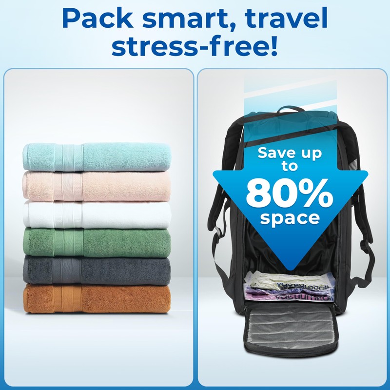 myHodo Travel Compression Bags (14+1 Pack) - Reusable Suction Sacs