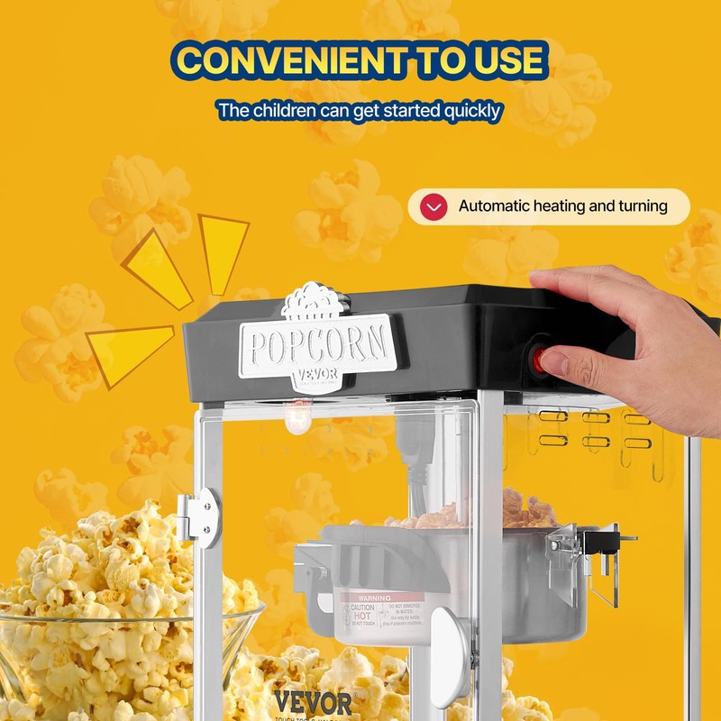 VEVOR Popcorn Maker, 480W Popcorn Popper Machine, 4 Oz Kettle
